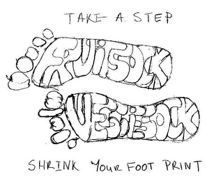 FRUITSOCK VEGGIESOCK TAKE A STEP SHRINK YOUR FOOTPRINT logo