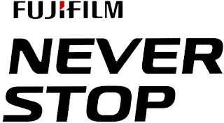 FUJIFILM NEVER STOP logo