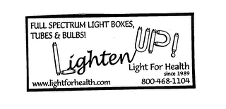 FULL SPECTRUM LIGHT BOXES, TUBES & BULBS! LIGHTEN UP! logo