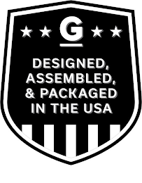 G DESIGNED, ASSEMBLED, & PACKAGED IN THE USA logo