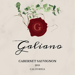 G GALIANO CABERNET SAUVIGNON 2018 CALIFORNIA logo