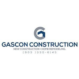 G GASCON CONSTRUCTION NEW CONSTRUCTION HOME REMODELING. ( 903 ) 330 - 6145 logo
