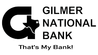 G GILMER NATIONAL BANK THAT'S MY BANK! logo