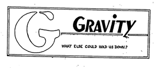 G GRAVITY WHAT ELSE COULD HOLD US DOWN? logo