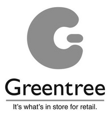 G GREENTREE IT'S WHAT'S IN STORE FOR RETAIL. logo