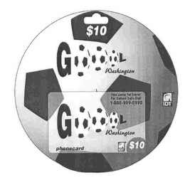 G L WASHINGTON PHONE CARD $10 logo