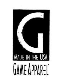 G MADE IN THE USA GAME APPAREL logo