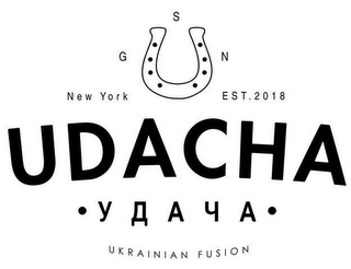 "G", "S", "N", "NEW YORK", "EST. 2018","UDACHA", "UKRAINIAN FUSION" logo