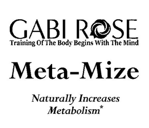 GABI ROSE TRAINING OF THE BODY BEGINS WITH THE MIND META-MIZE NATURALLY INCREASES METABOLISM* logo
