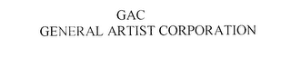 GAC GENERAL ARTIST CORPORATION logo