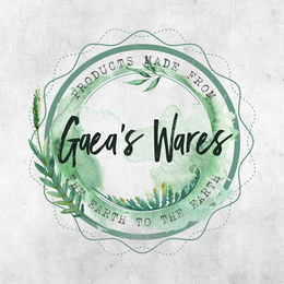 GAEA'S WARES PRODUCTS MADE FROM THE EARTH TO THE EARTH logo