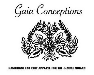 GAIA CONCEPTIONS HANDMADE ECO CHIC APPAREL FOR THE GLOBAL NOMAD logo