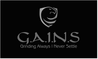 G.A.I.N.S. GRINDING ALWAYS I NEVER SETTLE logo