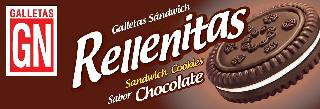 GALLETAS GN GALLETAS SÁNDWICH RELLENITAS SANDWICH COOKIES SABOR CHOCOLATE logo