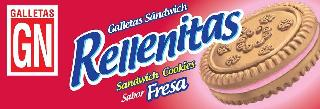 GALLETAS GN GALLETAS SÁNDWICH RELLENITAS SANDWICH COOKIES SABOR FRESA logo