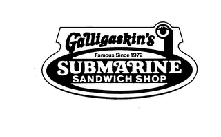 GALLIGASKINS SUBMARINE SANDWICH SHOP FAMOUS SINCE 1972 logo