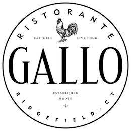 GALLO RISTORANTE EAT WELL LIVE LONG ESTABLISHED MMXIII RIDGEFIELD CT logo