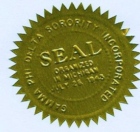 GAMMA PHI DELTA SORORITY, INCORPORATED SEAL ORGANIZED IN MICHIGAN JULY 28, 1943 logo