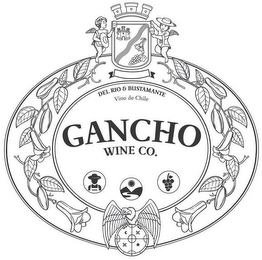 GANCHO WINE CO. DEL RIO & BUSTAMANTE VINO DE CHILE AND YEAR logo