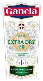 GANCIA L'ORIGINALE EXTRA DRY 1850 ANTICA RICETTA GANCIA ITALIA VERMOUTH EXTRA DRY ORIGINAL RECIPE logo