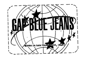 GAP BLUE JEANS BORN IN SAN FRANCISCO 1969 logo