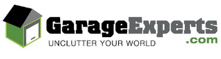 GARAGEEXPERTS.COM UNCLUTTER YOUR WORLD logo