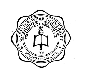 GARDNER-WEBB UNIVERSITY PRO DEO ET HUMANITATE 1905 BOILING SPRINGS, N.C. logo