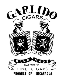 GARLIDO CIGARS GARCIA PULIDO HAND MADE IMPORTED FINE CIGARS PRODUCT OF NICARAGUA logo