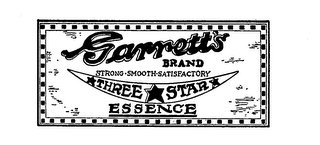 GARRETT'S BRAND STRONG'SMOOTH. SATISFACTORY THREE STAR ESSENCE logo