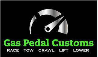 GAS PEDAL CUSTOMS RACE TOW CRAWL LIFT LOWER logo