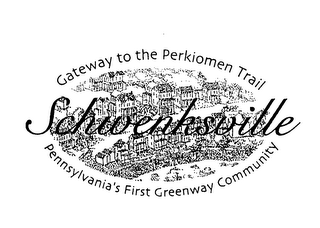 GATEWAY TO THE PERKIOMEN TRAIL SCHWENKSVILLE PENNSYLVANIA'S FIRST GREENWAY COMMUNITY logo