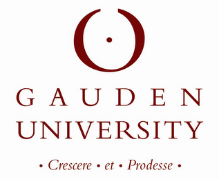 GAUDEN UNIVERSITY · CRESCERE · ET · PRODESSE · logo