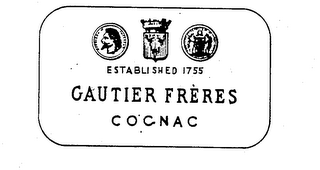 GAUTIER FRERES COGNAC ESTABLISHED 1755 logo