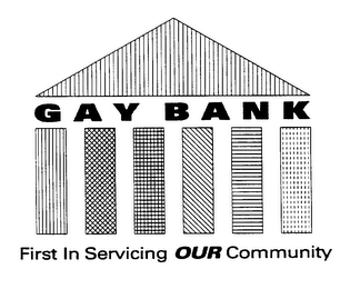 GAY BANK FIRST IN SERVICING OUR COMMUNITY logo