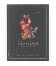 GBW BEARITAGE CALIFORNIA CLARET AND GUNDLACH BUNDSCHU WINERY LOT NO. 12 ALC 14.5%  BY VOL logo