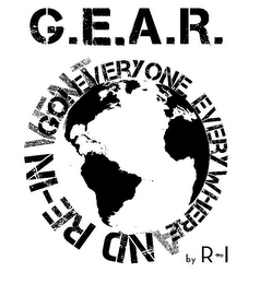 G.E.A.R BY R-I GO! EVERYONE EVERYWHERE AND RE-INVENT logo