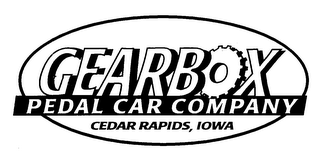 GEARBOX PEDAL CAR COMPANY CEDAR RAPIDS, IOWA logo