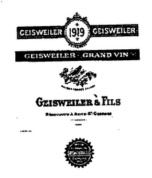 GEISWEILER-GRAND VIN GEISWEILER 1919 GEISWEILER & FILS MAISON FONDEE EN 1804 NEGOCIANTS AN NUITS-ST. GEORGES FRANCE BOURGOGNE logo