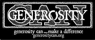 GENEROSITY CAN GENEROSITY CAN ... MAKE A DIFFERENCE GENEROSITYCAN.ORG logo