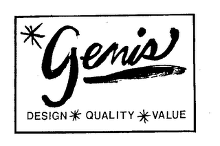 GENIS DESIGN QUALITY VALUE logo