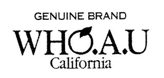 GENUINE BRAND WHO.A.U CALIFORNIA logo