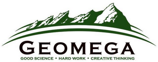 GEOMEGA GOOD SCIENCE · HARD WORK · CREATIVE THINKING logo