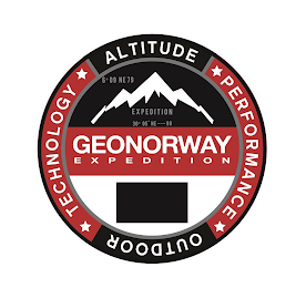 GEONORWAY EXPEDITION ALTITUDE PERFORMANCE TECHNOLOGY OUTDOOR 6° 09 NE 79 EXPEDITION 30° 05" NE --- 90 logo