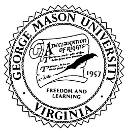 GEORGE MASON UNIVERSITY VIRGINIA FREEDOM AND LEARNING