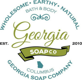 GEORGIA SOAP CO WHOLESOME · EARTHY · NATURAL BATH & BODY COLUMBUS GEORGIA SOAP CO EST. 2010 GEORGIA SOAP COMPANY logo