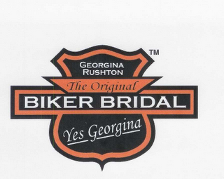 GEORGINA RUSHTON, THE ORIGINAL BIKER BRIDAL, YES GEORGINA logo