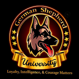 GERMAN SHEPHERD UNIVERSITY LOYALTY, INTELLIGENCE, & COURAGE MATTERS logo