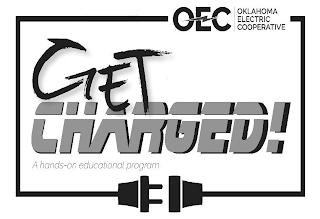 GET CHARGED! A HANDS-ON EDUCATIONAL PROGRAM. OEC OKLAHOMA ELECTRIC COOPERATIVE logo