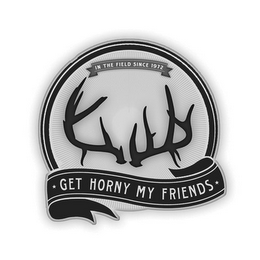 GET HORNY MY FRIENDS IN THE FIELD SINCE 1972 logo