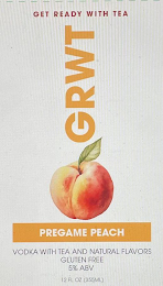 GET READY WITH TEA GRWT PREGAME PEACH VODKA WITH TEA AND NATURAL FLAVORS GLUTEN FREE 5% ABV 12 FL OZ (355ML) logo